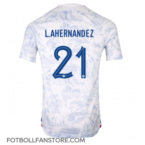 Frankrike Lucas Hernandez #21 Borta matchtröja VM 2022 Kortärmad Billigt